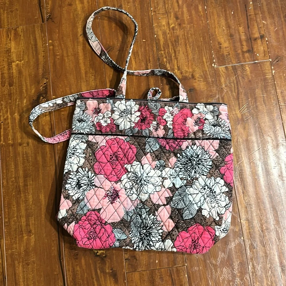 Vera Bradley Mocha Rouge Villager Tote & Turn Lock Wallet Retired Pattern